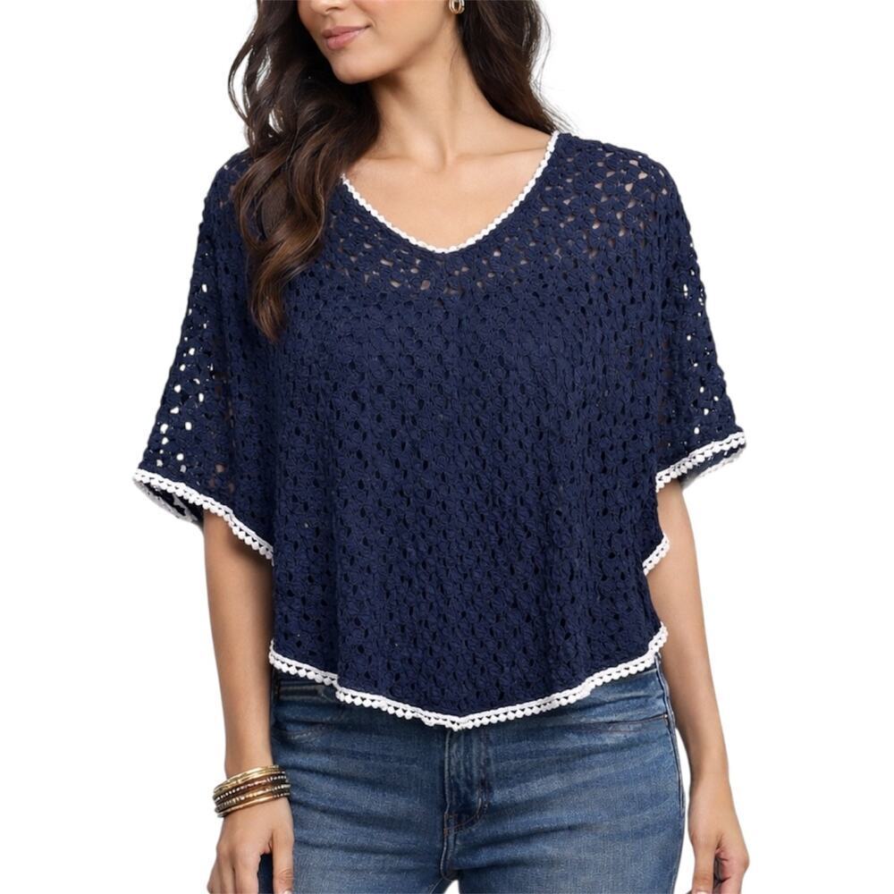 Mauve Crochet Lace Top Size M Boho Sheer Knit Romantic Feminine Blouse